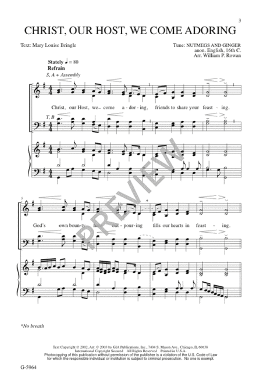 Christ, Our Host, We Come Adoring 4-Part scores gallery preview page 2