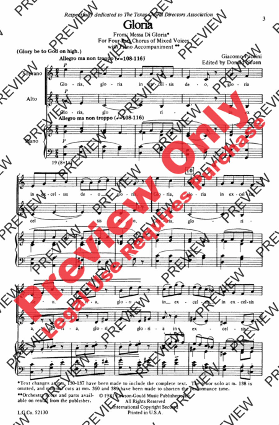 Gloria (from Messa di Gloria) 4-Part scores gallery preview page 4