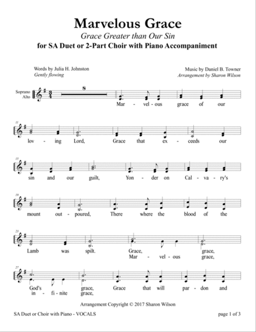 Marvelous Grace (SA Duet with Piano Accompaniment) SA scores gallery preview page 3