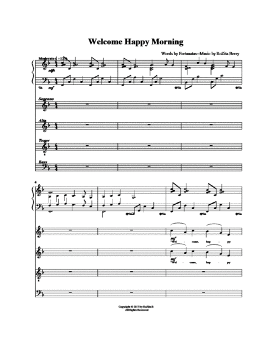 Welcome, Happy Morning Welcome, Happy Morning 4-Part scores gallery preview page 2