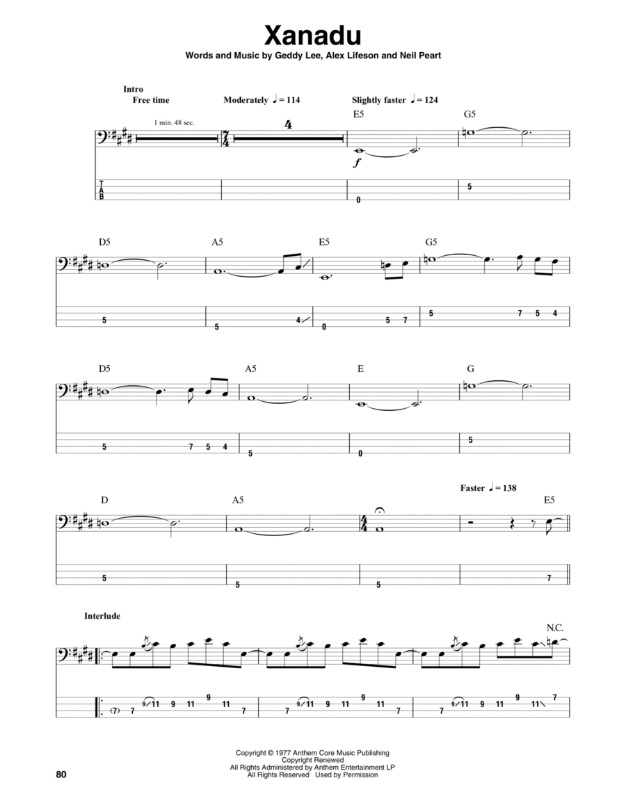 Xanadu Guitar Tablature scores gallery preview page 1