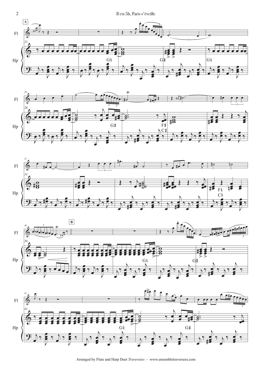 Il Est Cinq Heures Paris S'eveille Flute scores gallery preview page 3
