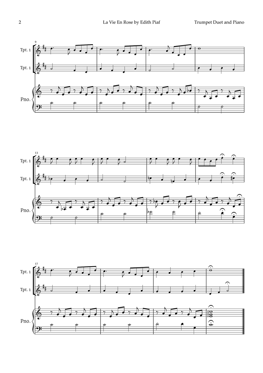 La Vie En Rose Woodwind Duet scores gallery preview page 2