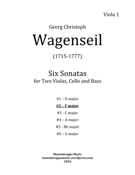 Wagenseil Quartet #2 for 2 Violas, Cello and Bass