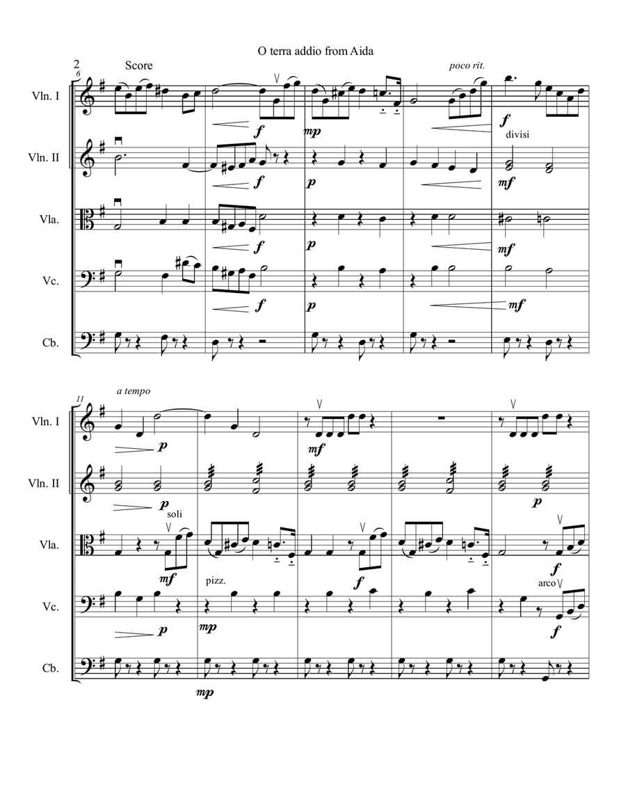 O Terra Addio, Aria from Aida for Strings String Orchestra scores gallery preview page 3