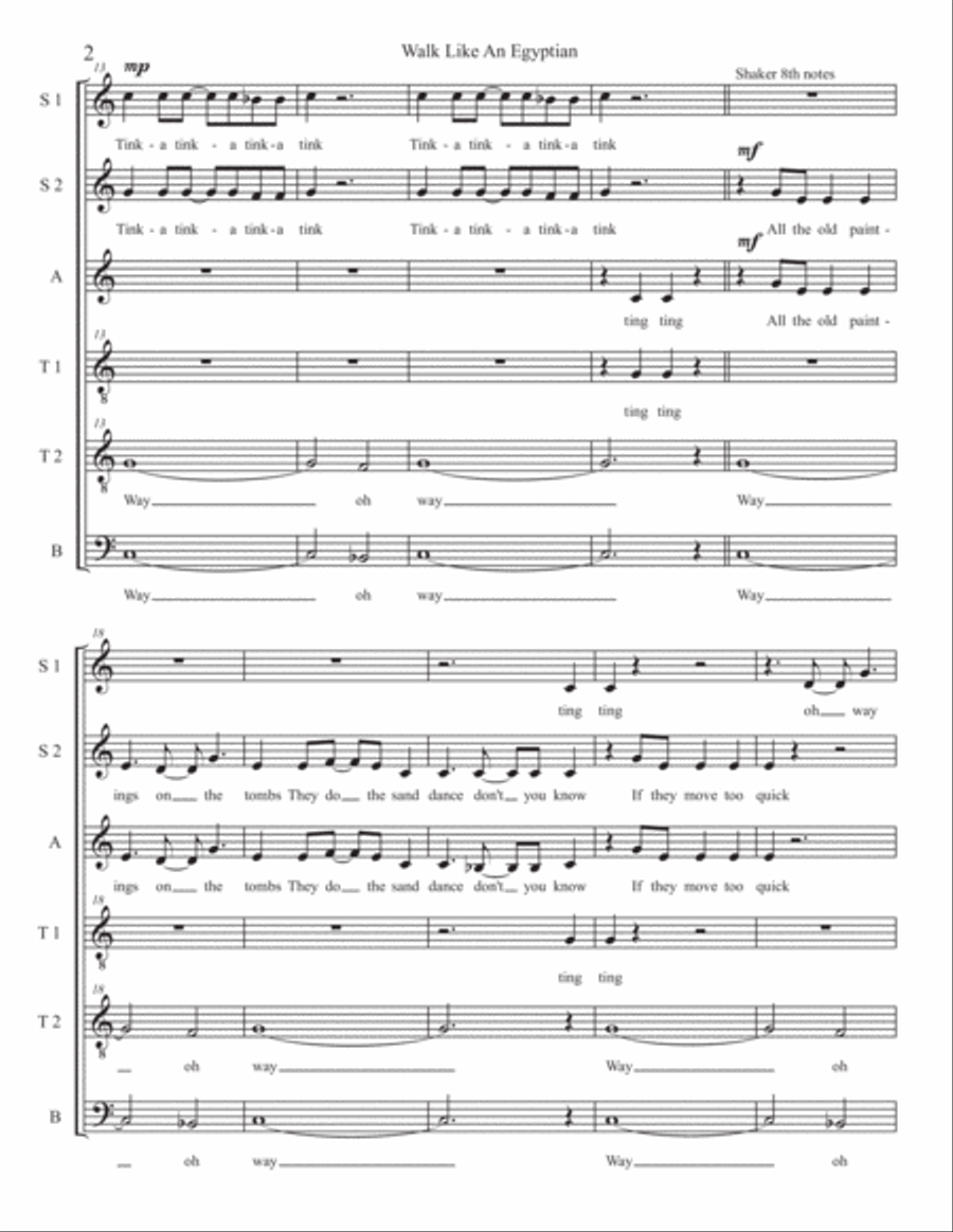 Walk Like An Egyptian Divisi scores gallery preview page 2