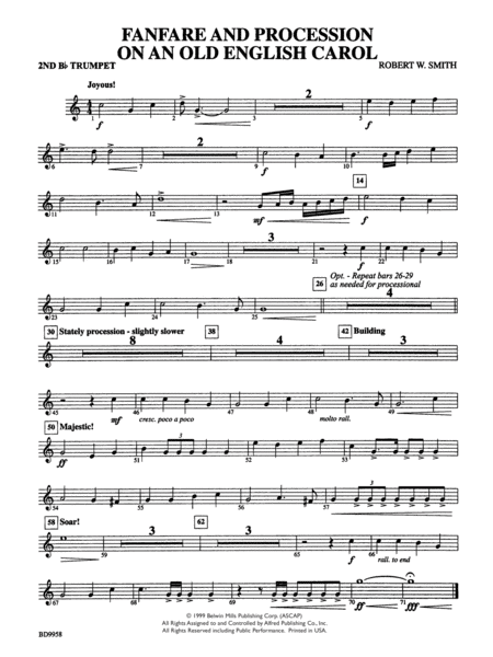 Fanfare and Processional on an Old English Carol: 2nd B-flat Trumpet