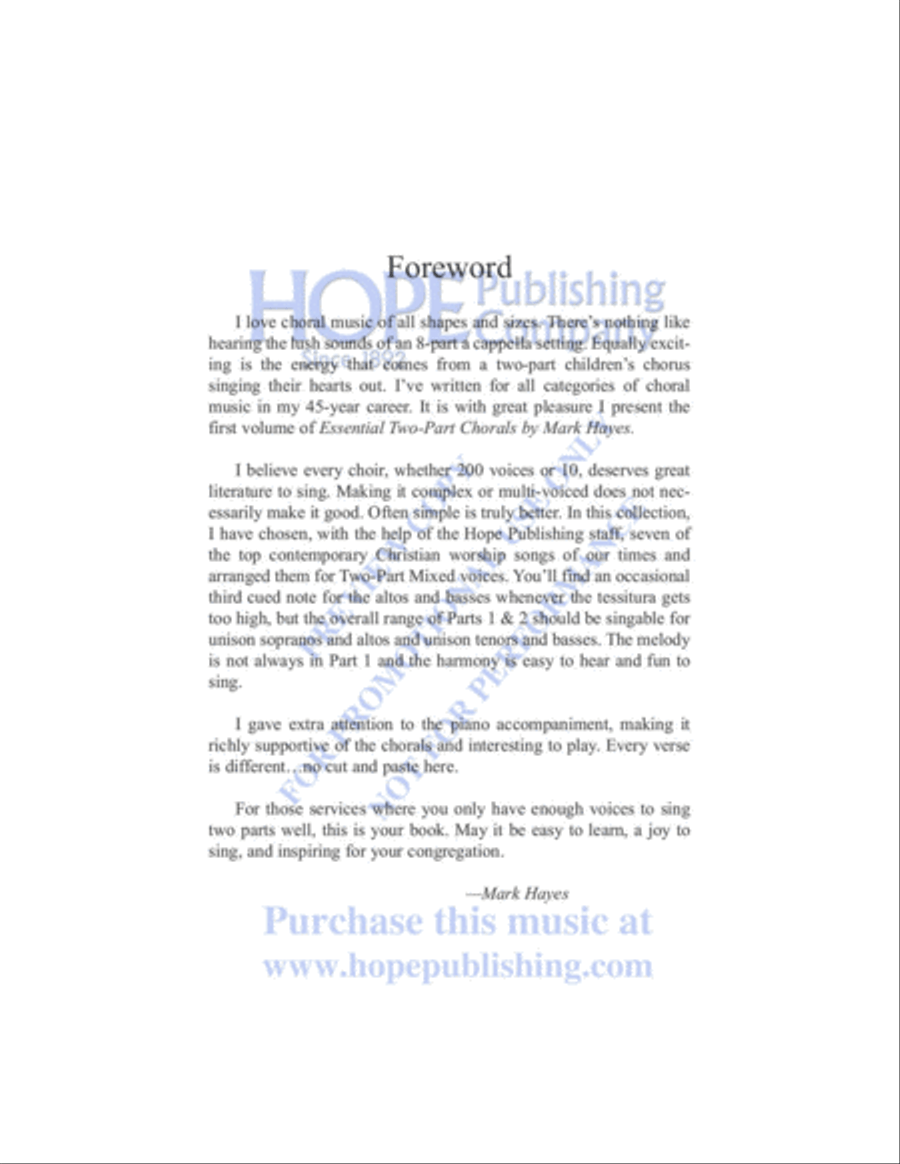 Essential Two-Part Chorals by Mark Hayes, Vol. 1 2-Part scores gallery preview page 5