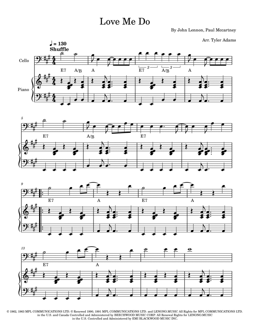 Love Me Do Piano scores gallery preview page 1