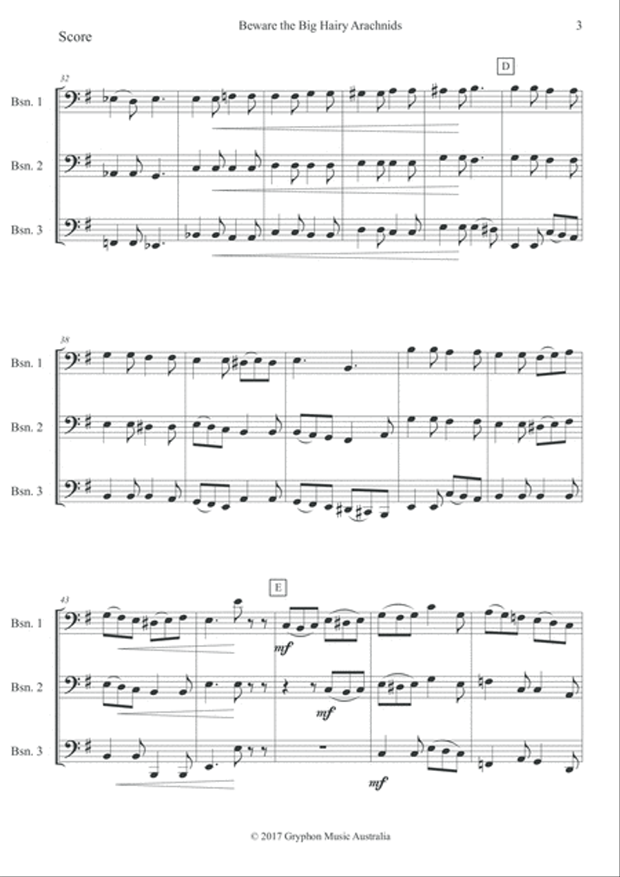 Beware the Big Hairy Arachnids for Bassoon Trio Woodwind Trio scores gallery preview page 4