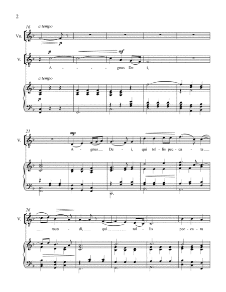 Agnus Dei for High or Medium Voice, Violin Solo and Piano image number null