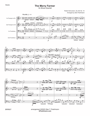 THE MERRY FARMER arranged for BRASS QUARTET. Based on the Piano Solo by Robert Schumann