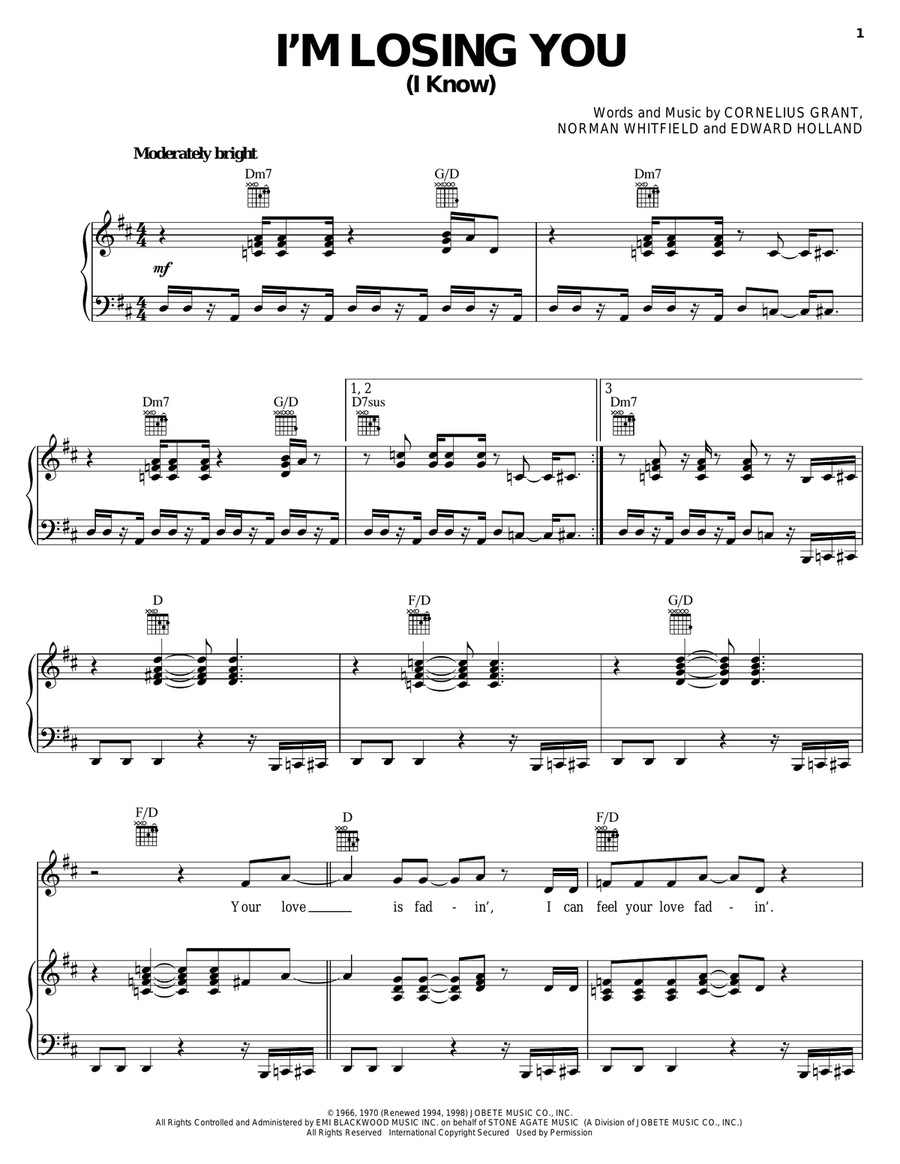 I'm Losing You (I Know) Acoustic Guitar scores gallery preview page 1