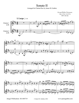 Telemann: Sonata Op. 2 No. 2 for Clarinet Duo