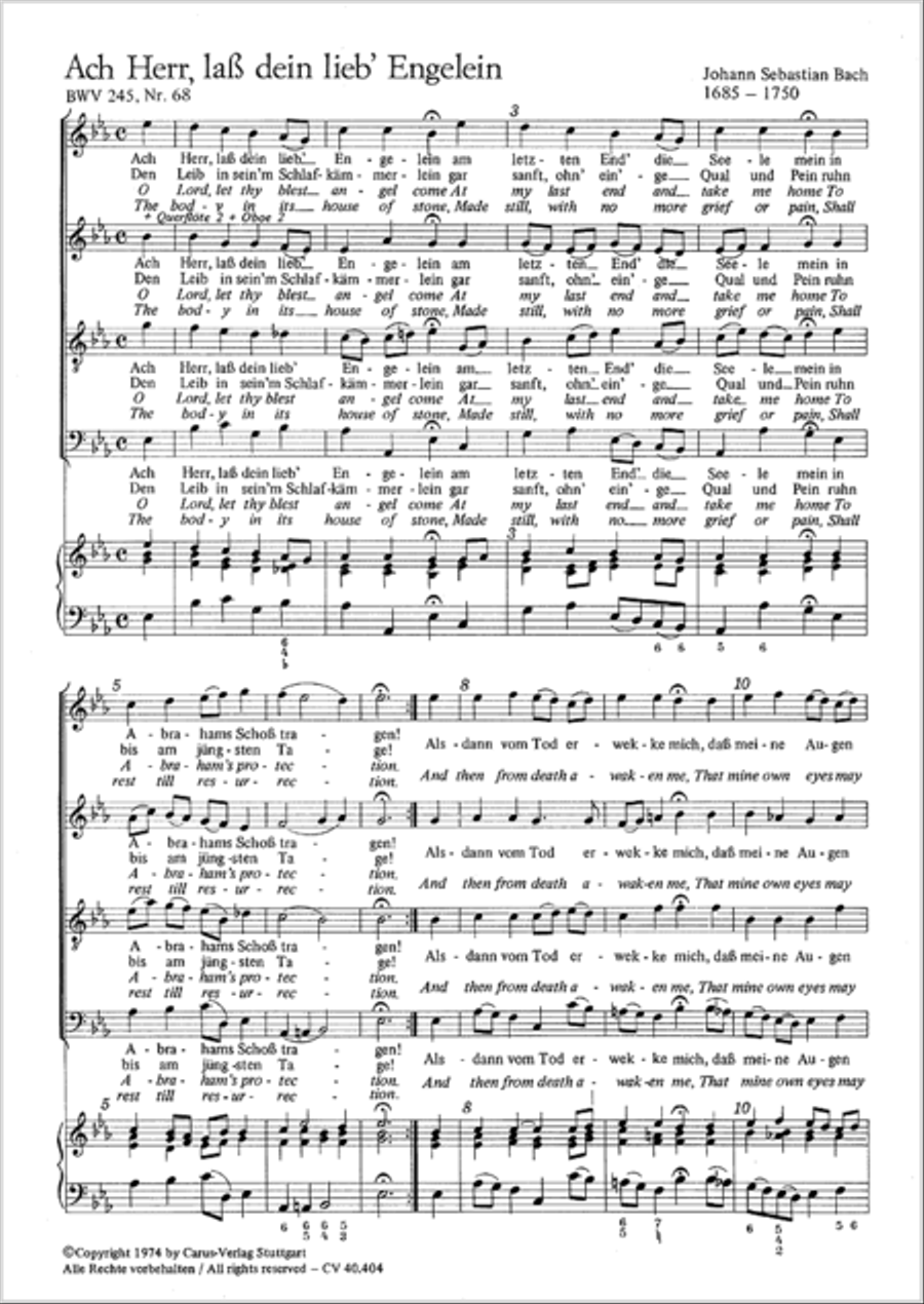 O Lord, let thy blest angel come (Ach Herr, lass dein lieb Engelein) 4-Part scores gallery preview page 2