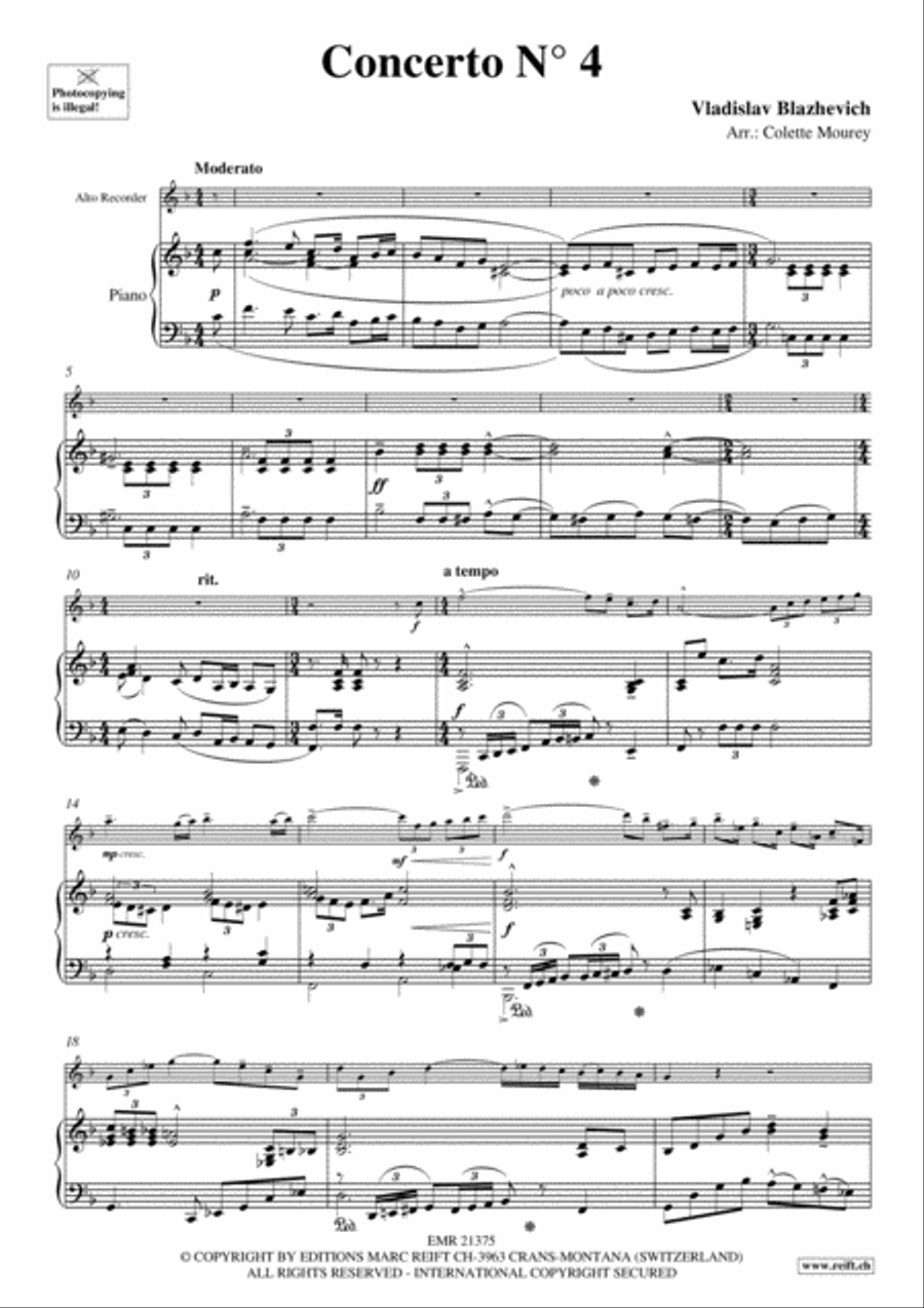 Concerto No. 4 Alto Recorder scores gallery preview page 3