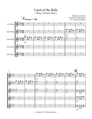 Carol of the Bells (F min) (Violin Quintet)