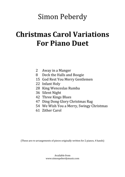 Christmas Carol Variations for piano duet (Collection of 10 different carols) by Simon Peberdy image number null