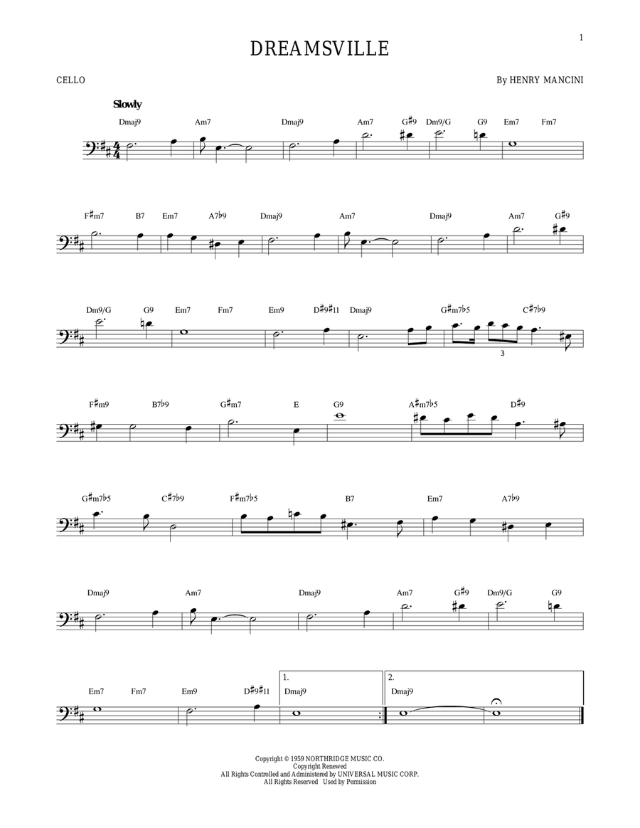Dreamsville Cello Solo scores gallery preview page 1