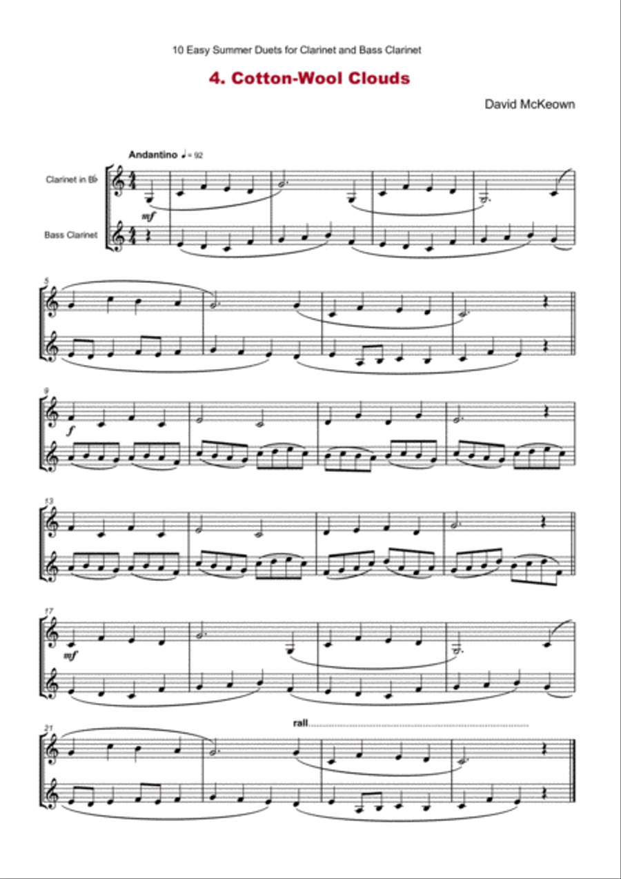 10 Easy Summer Duets for Clarinet and Bass Clarinet Woodwind Duet scores gallery preview page 6