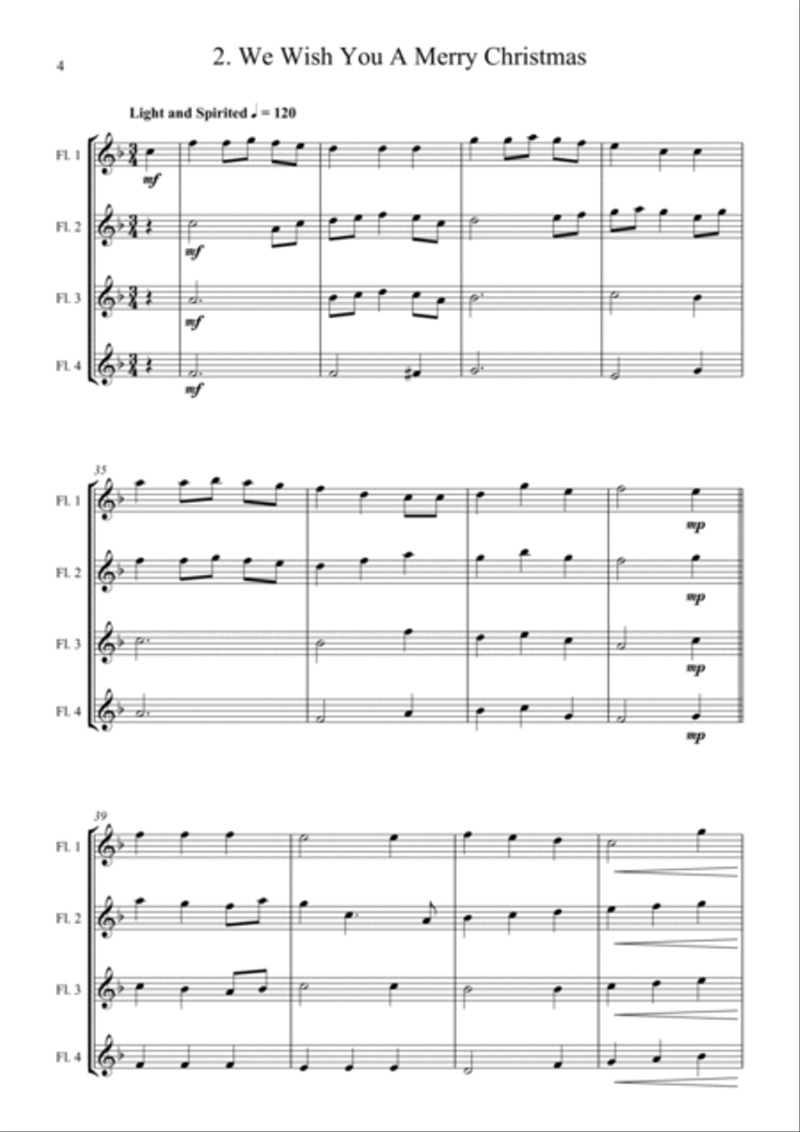 Carols for Four (or more) - Fifteen Carols for Flute Quartet Flute Quartet scores gallery preview page 6