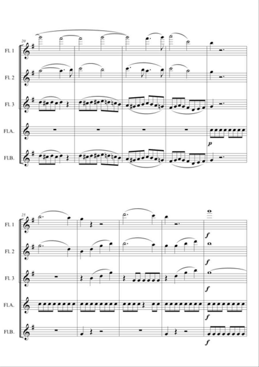 The Marriage of Figaro - OUVERTURE for Flute Choir Woodwind Quintet scores gallery preview page 3