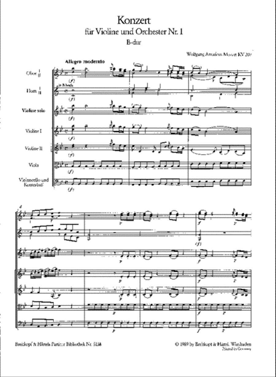 Violin Concerto [No. 1] in B flat major K. 207 Orchestra scores gallery preview page 2