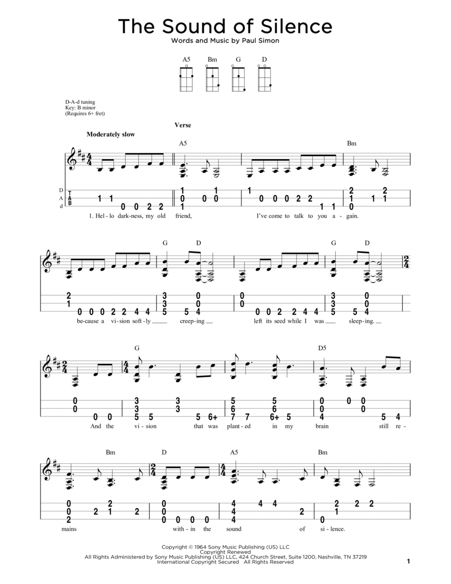 The Sound Of Silence Dulcimer scores gallery preview page 1