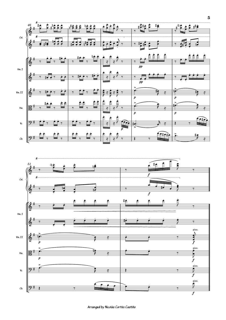 Tchaikovsky - Dance of the Sugar Plum Fairy (The Nutcracker) for String orchestra & Celesta String Orchestra scores gallery preview page 6