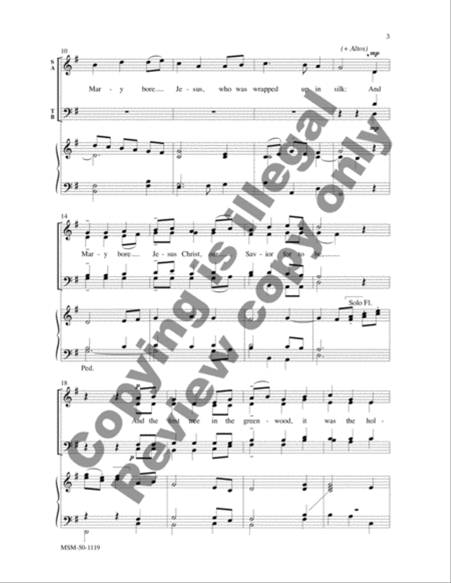 Sans Day Carol (Now the Holly Bears a Berry) 4-Part scores gallery preview page 3