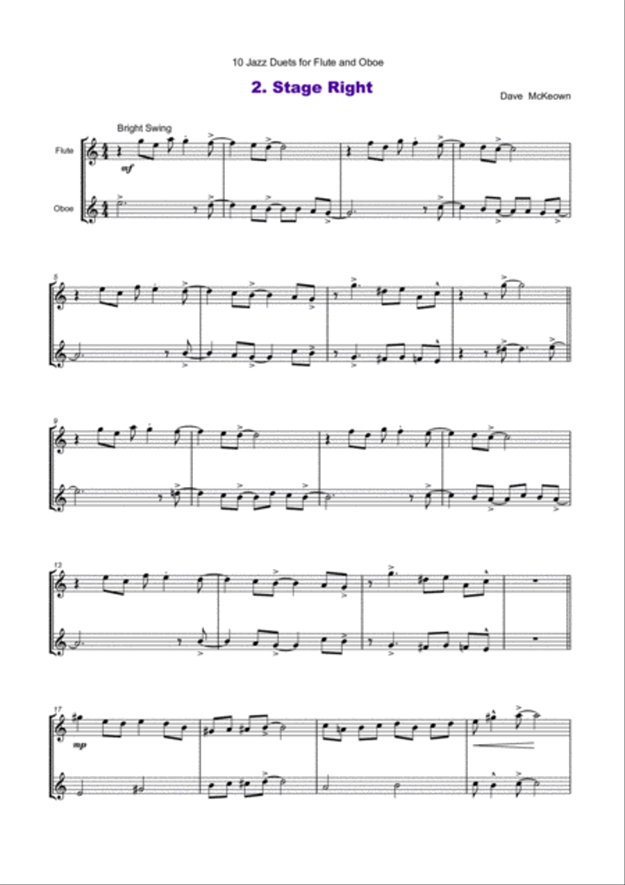 10 Jazz Duets for Flute and Oboe
