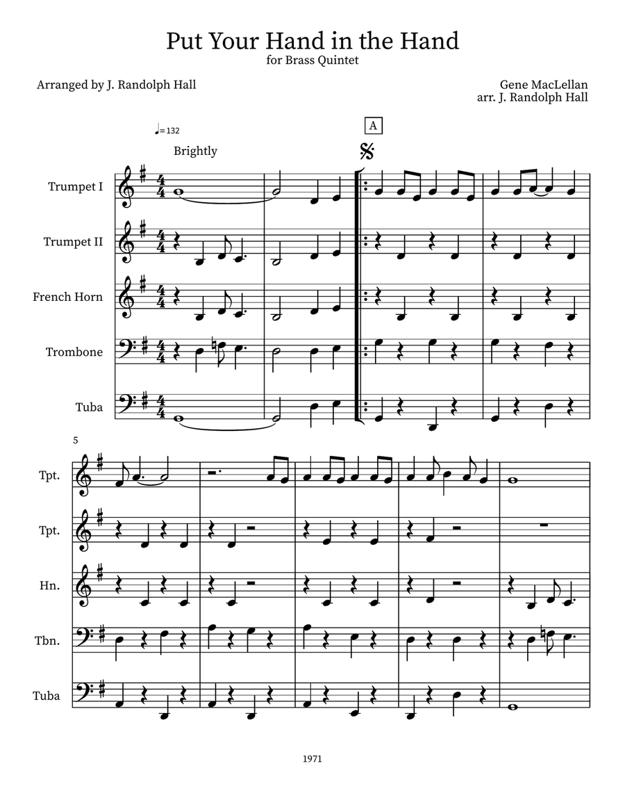 Put Your Hand in the Hand Small Ensemble scores gallery preview page 1