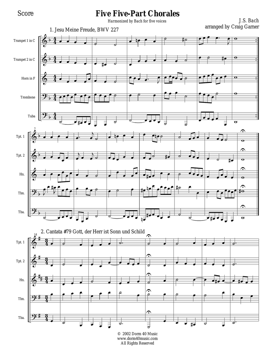 Five Five-Part Chorales Five Five-Part Chorales Brass Ensemble scores gallery preview page 2