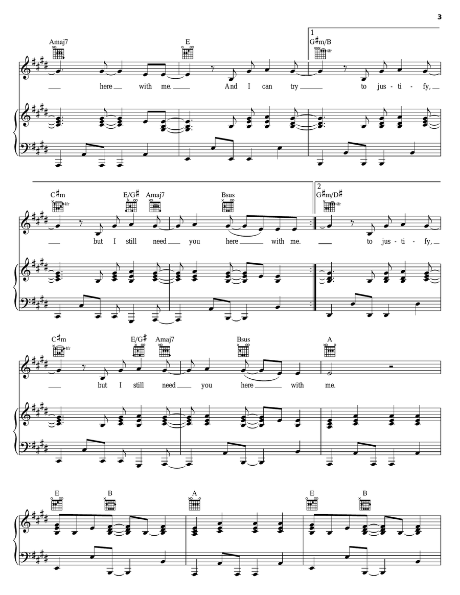 Here With Me Here With Me Piano, Vocal, Guitar scores gallery preview page 3