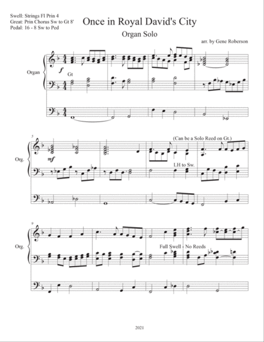 Once in Royal Davids City ORGAN SOLO Once in Royal Davids City ORGAN SOLO Organ Solo scores gallery preview page 2