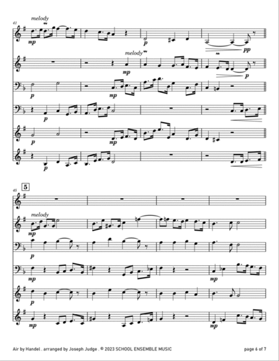 Air by Handel for Brass Quartet in Schools Brass Quartet scores gallery preview page 6