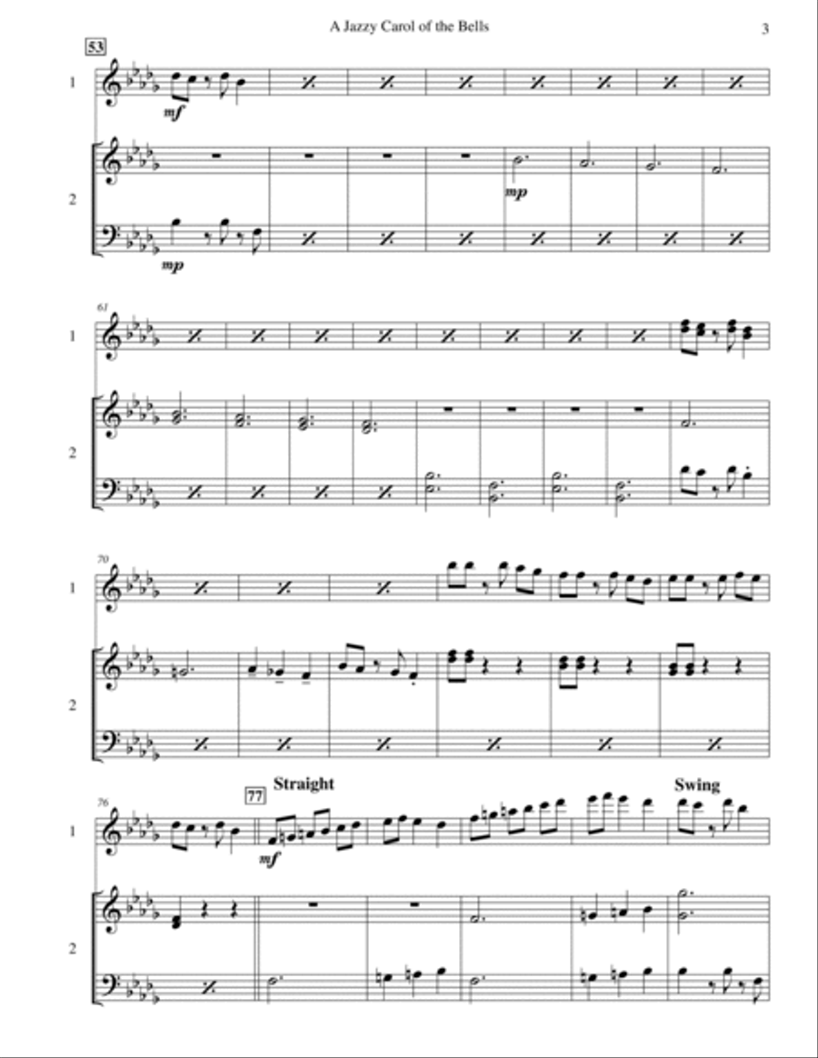 Carol of the Bells (Jazz Waltz for Vibraphone & Marimba Duet) Marimba scores gallery preview page 3