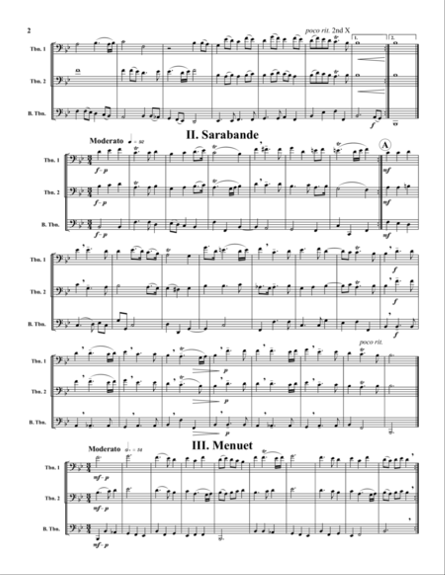 Four Selections from Trio de la Chambre du Roi Euphonium scores gallery preview page 2