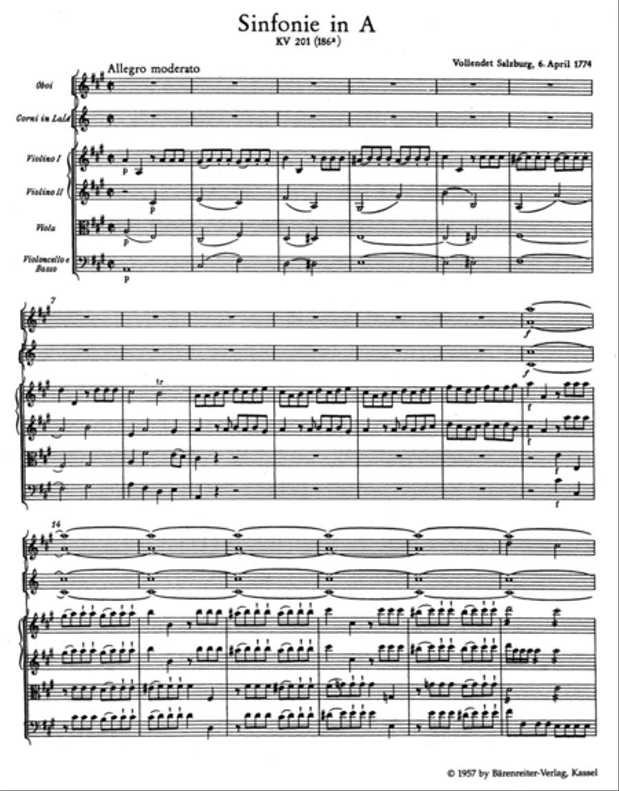 Symphony, No. 29 A major, KV 201(186a) Chamber Orchestra scores gallery preview page 2