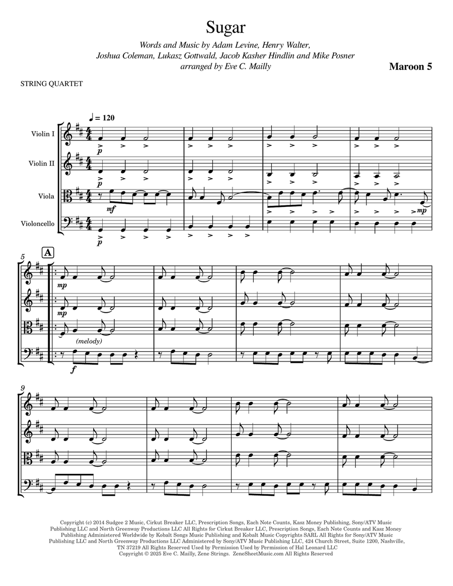 Sugar String Quartet scores gallery preview page 1