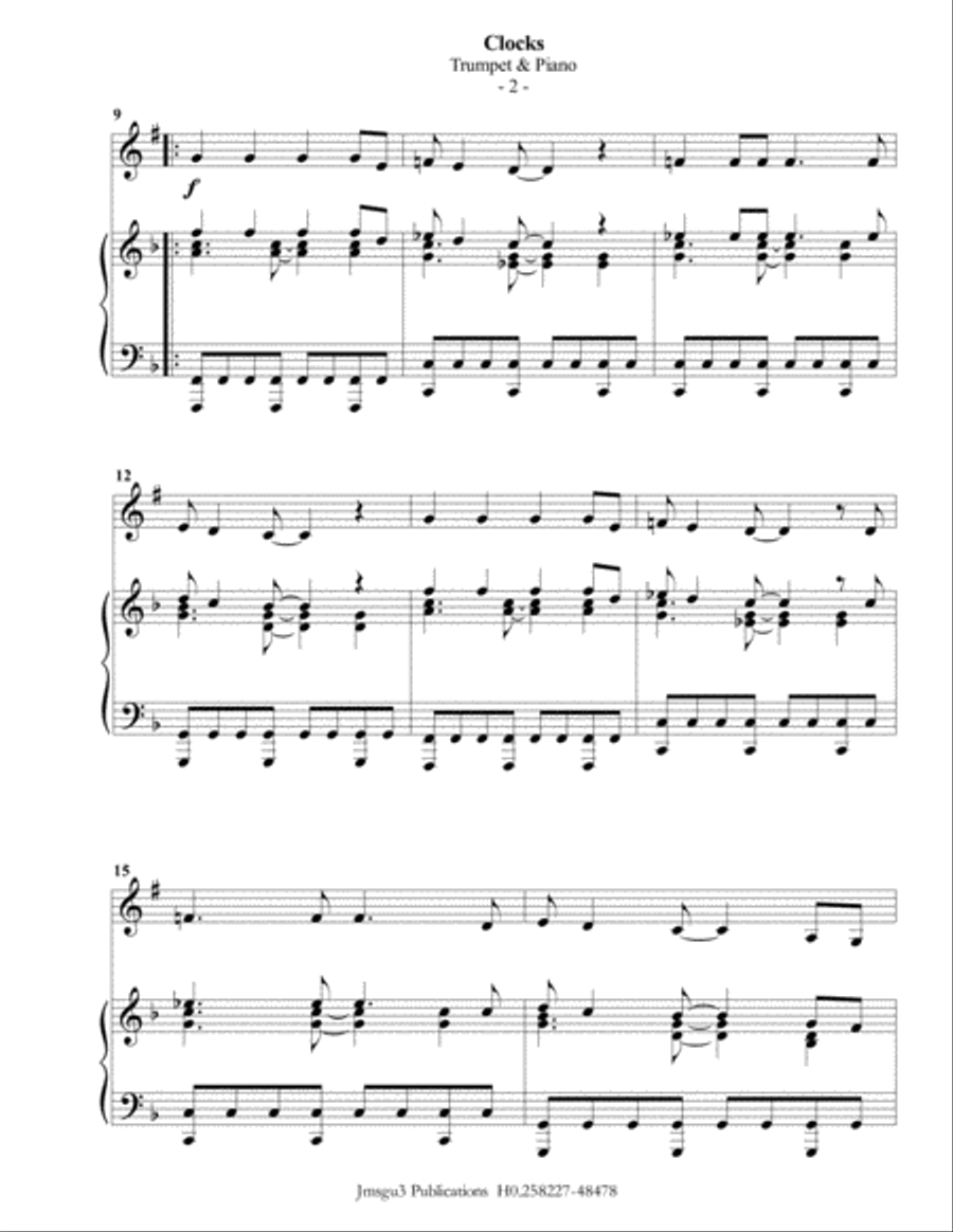 Clocks B-Flat Trumpet scores gallery preview page 2
