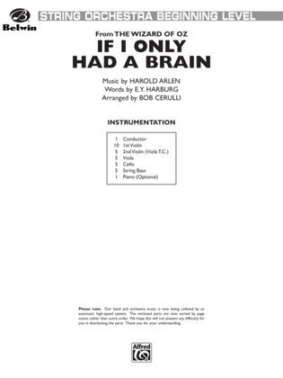 Book cover for If I Only Had a Brain (from The Wizard of Oz): Score