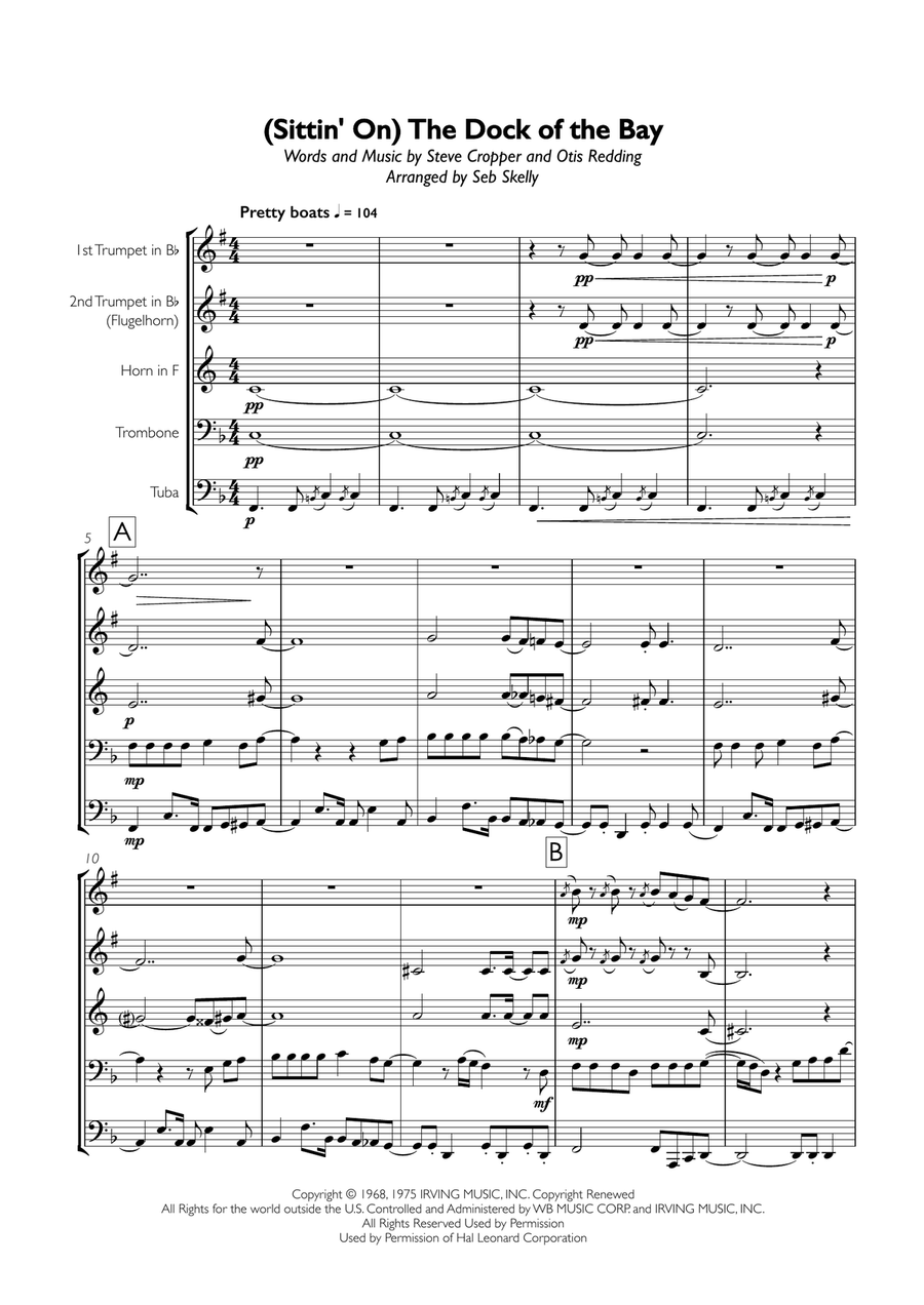 (Sittin' On) The Dock Of The Bay Brass Ensemble scores gallery preview page 1