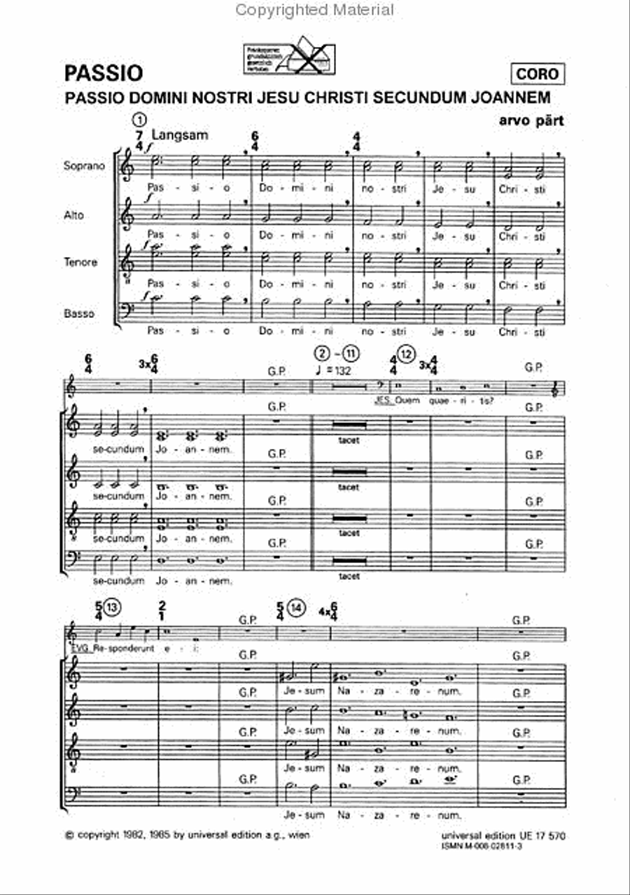 Passio Domini nostri Jesu Christi secundum Joannem Tenor Voice scores gallery preview page 2
