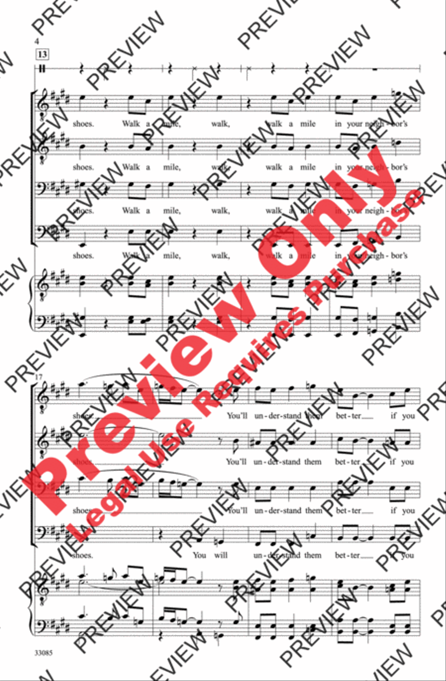Walk a Mile Walk a Mile Men's Choir scores gallery preview page 4