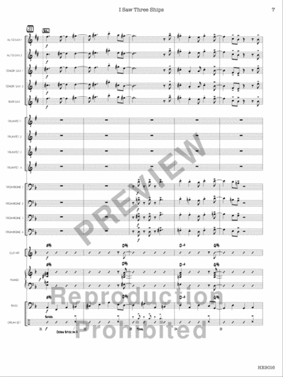 I Saw Three Ships Jazz Ensemble scores gallery preview page 8