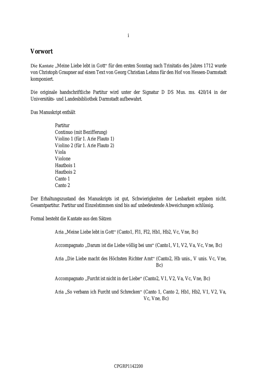 Graupner Christoph Cantata Meine Liebe lebt in Gott GWV 1142/12 String Orchestra scores gallery preview page 3