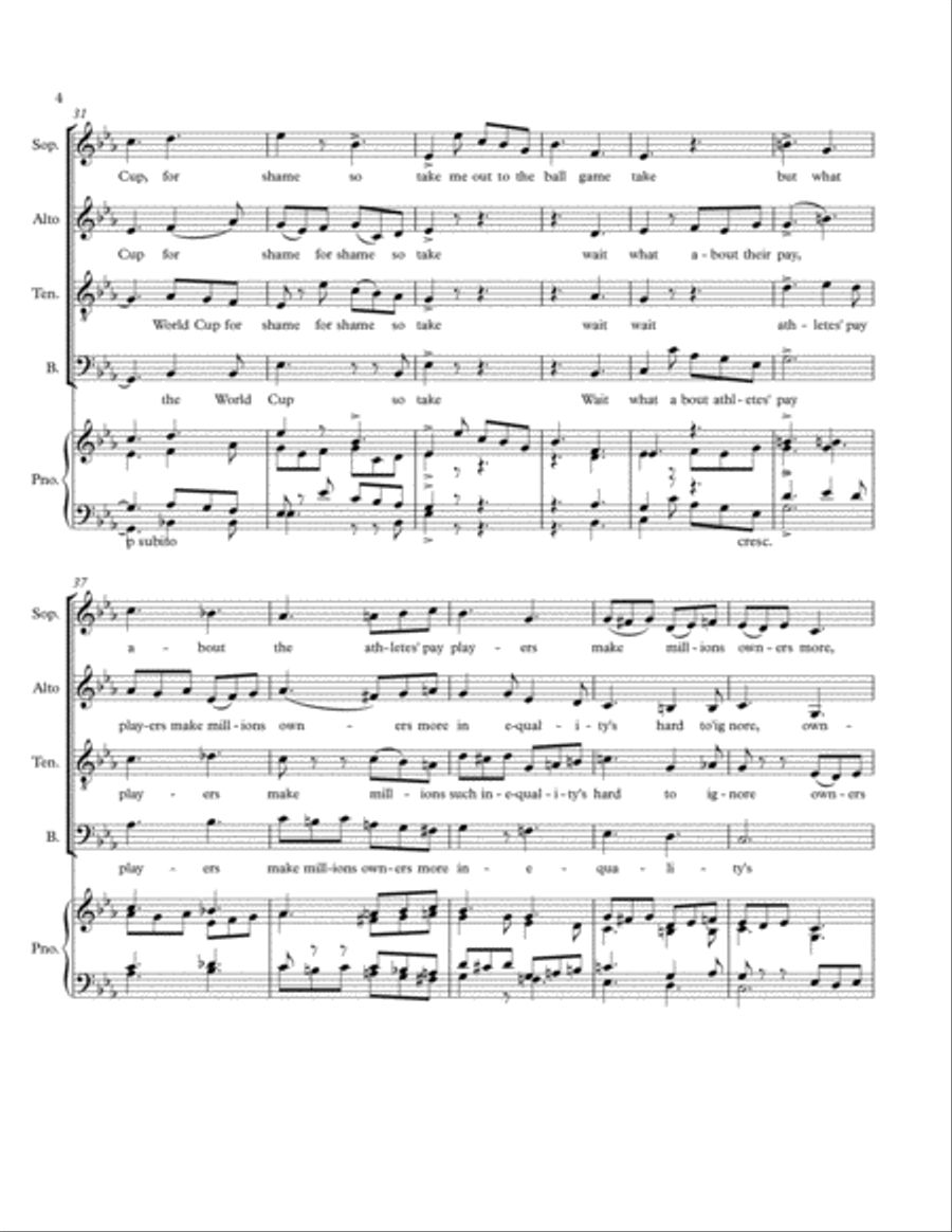 Take Me Out to the Ball Game for SATB, op. 32, #2 4-Part scores gallery preview page 4