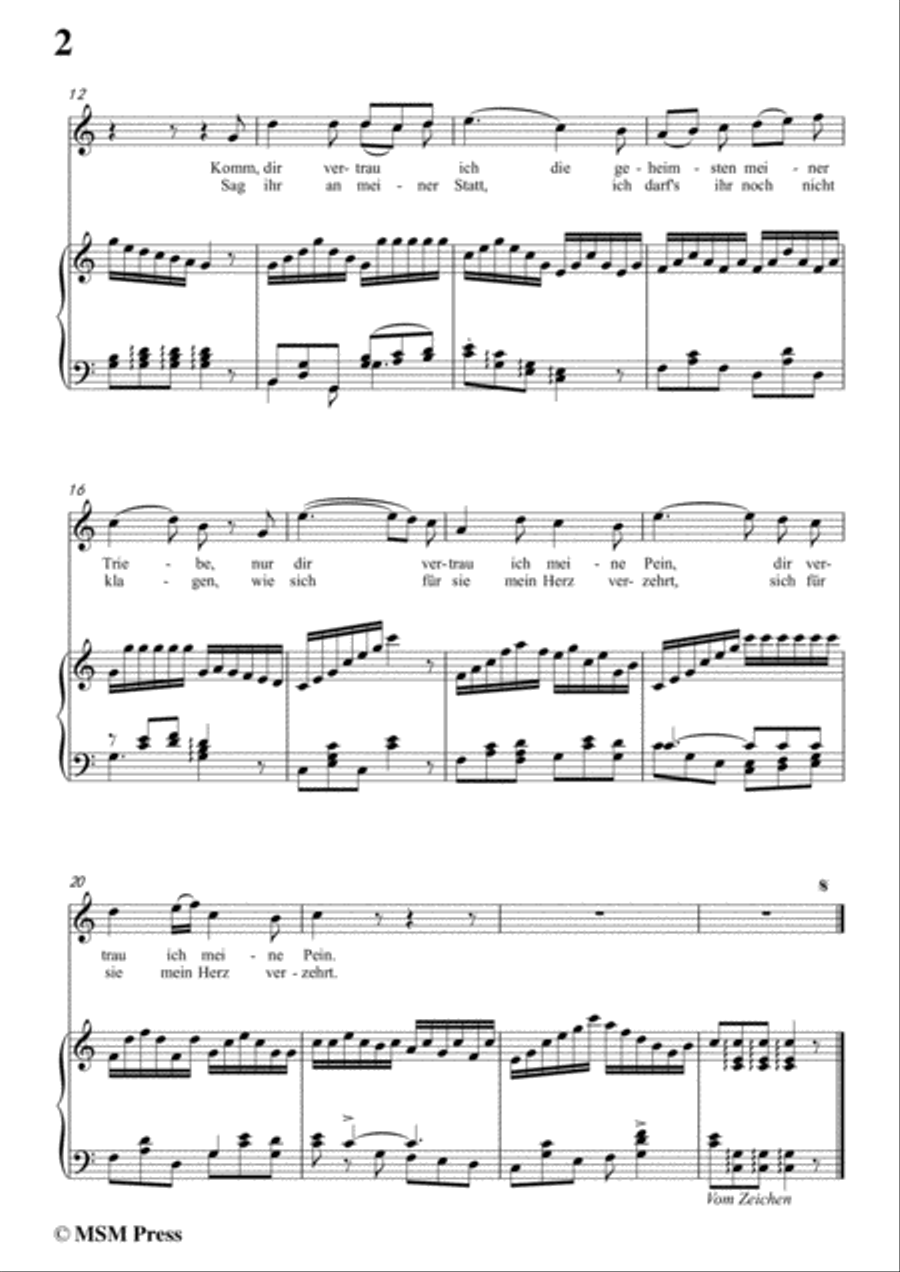 Mozart-Komm,liebe zither,in C Major,for Voice and Piano Zither scores gallery preview page 4