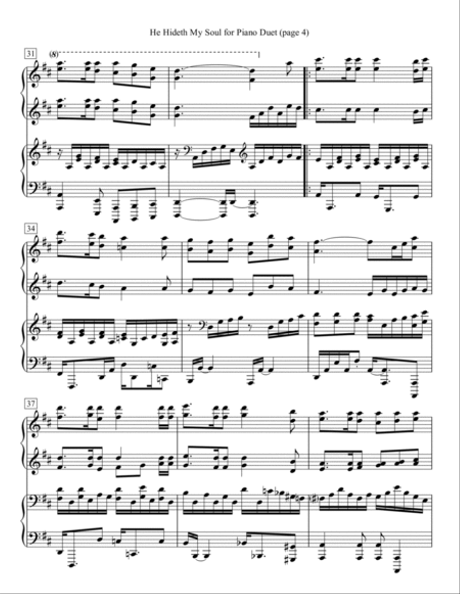 He Hideth My Soul for Piano Duet 1 Piano, 4-Hands scores gallery preview page 4